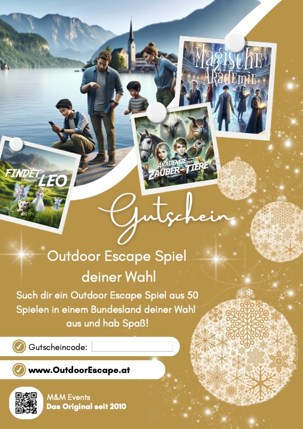 Weihnachtsgutschein für ein Outdoor Escape nach Wahl - Weihnachten - Variante 2